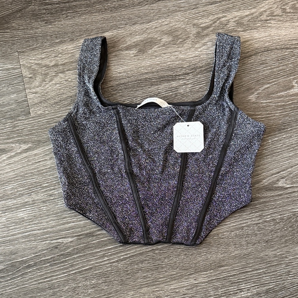 Altar'd State Glittery Purple Crop Top